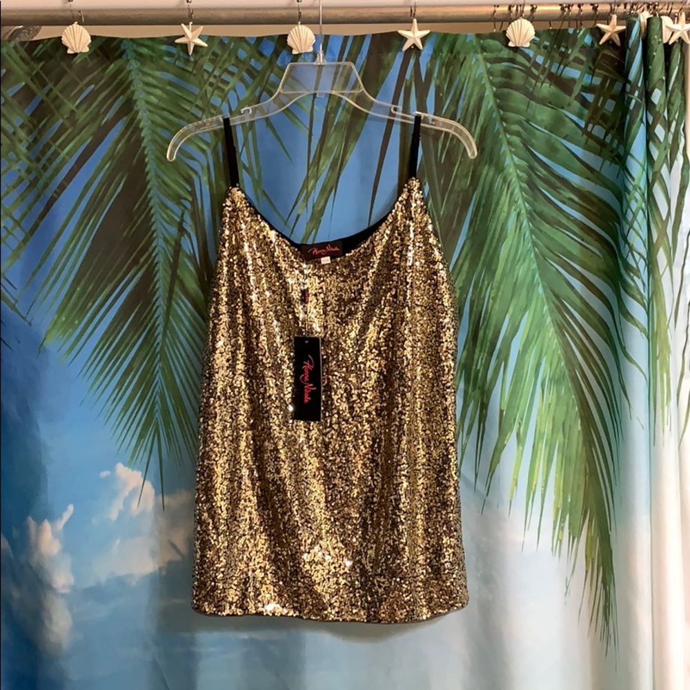 Brand new gold sequin tank top
